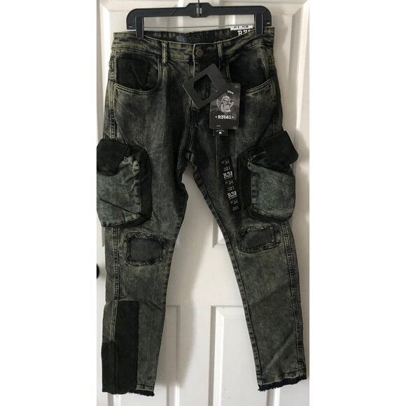 R3BEL Other - Men's R3BEL Skinny Jeans Denim Fashion Cargo Pockets Size 34/ 32L